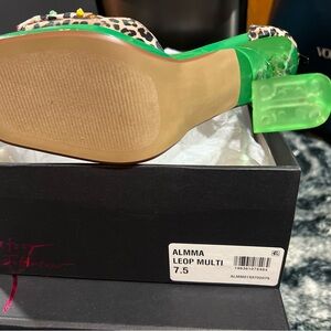 Betsey Johnson Green and Leopard Heels
